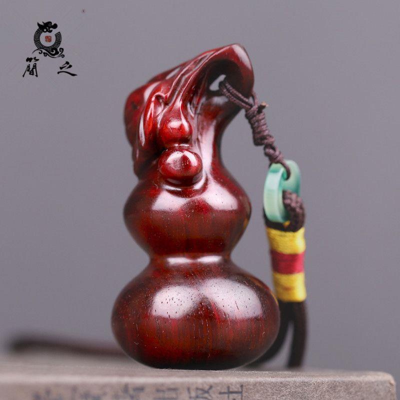 葫芦手把件 印度小叶紫檀木雕男士随身把玩物件挂件福禄手玩把件