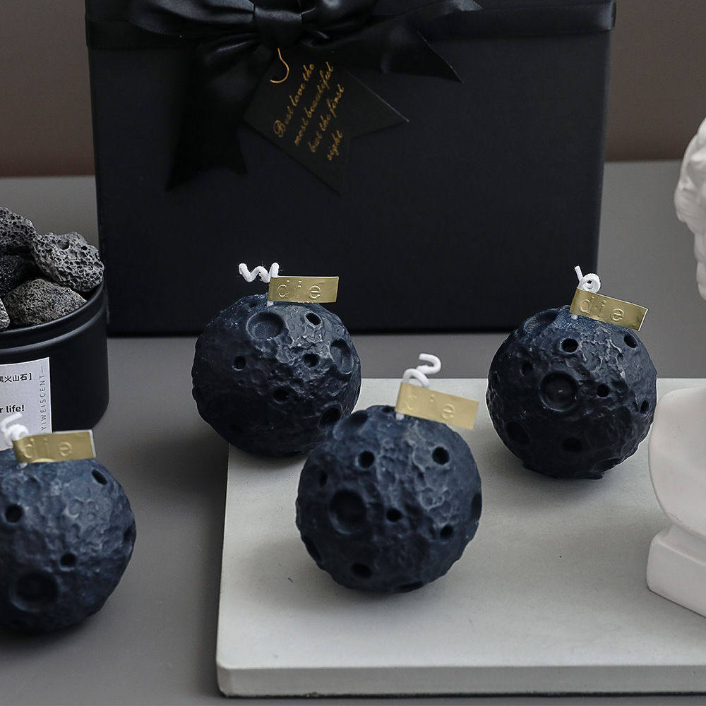 月球香薰蜡烛diy创意中秋节伴手礼礼盒黑色球形拍照香氛造型蠟燭,家居饰品,香薰蜡烛,淘宝优惠券,粉丝福利购,淘宝优惠卷