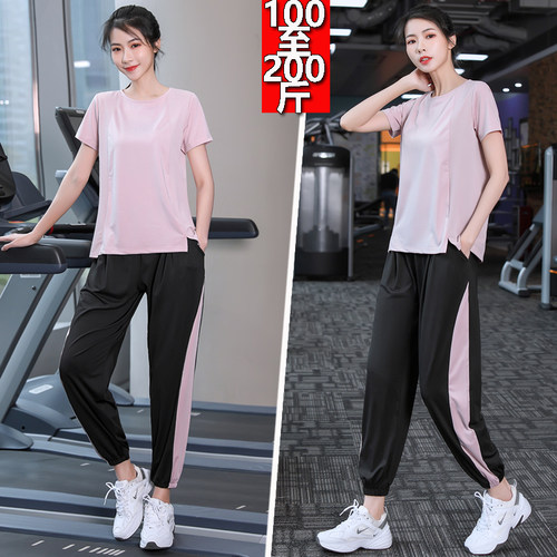 春夏季大码速干女运动显瘦套装