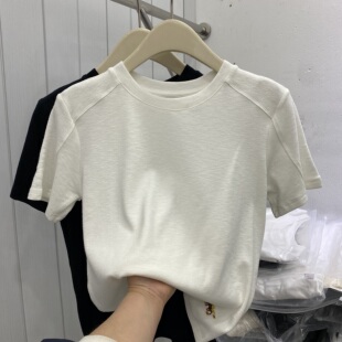 2026早春新款设计感短袖T恤女修身显瘦洋气减龄百搭打底小衫上衣