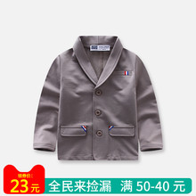 男女中童翻领单排扣西装 外套宝宝贴布织带英伦上衣儿童百搭春秋装