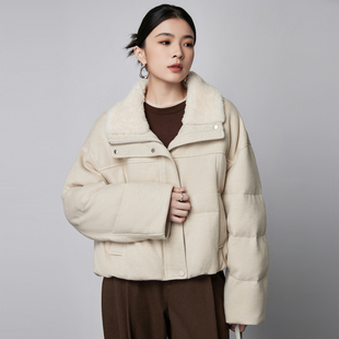 2025冬季新款女装90白鹅绒羽绒服女短款高级感加厚羊绒宽松外套