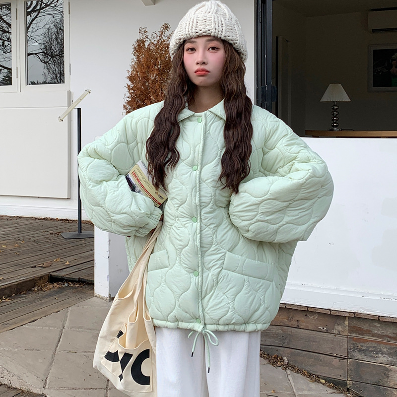 菱格棉服女新款韩版冬装复古大码