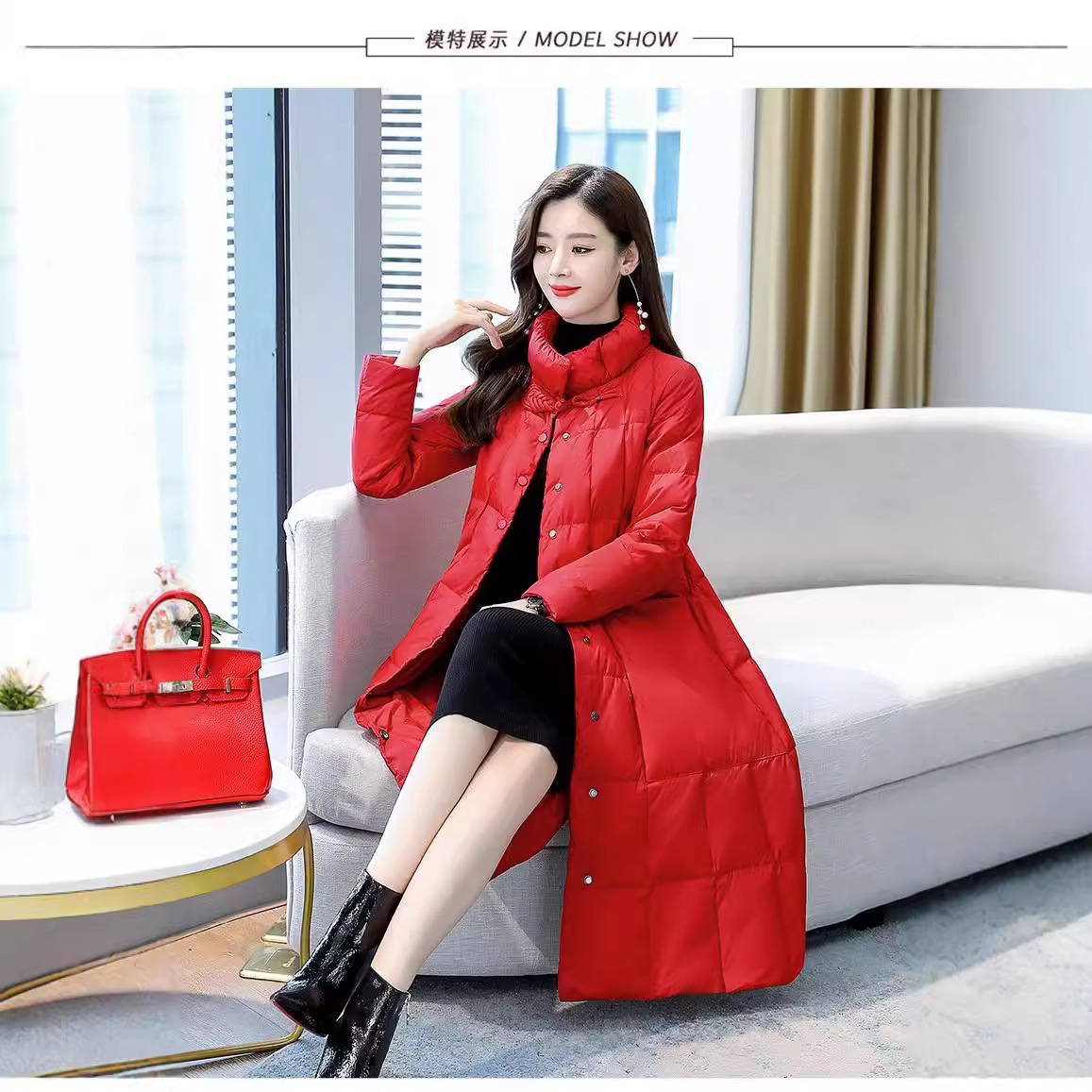 斗篷字版羽绒服女中长款年新款