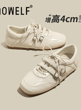 真皮白色单鞋女款2026春季新款女鞋小白鞋玛丽珍小皮鞋内增高鞋子