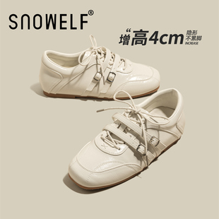 真皮白色单鞋女款2026春季新款女鞋小白鞋玛丽珍小皮鞋内增高鞋子