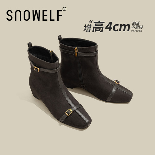 snowelf~厚底短靴显瘦骑士靴