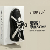 女鞋 真皮黑色内增高芭蕾德训鞋 百搭玛丽珍休闲鞋 春季 子女2026新款