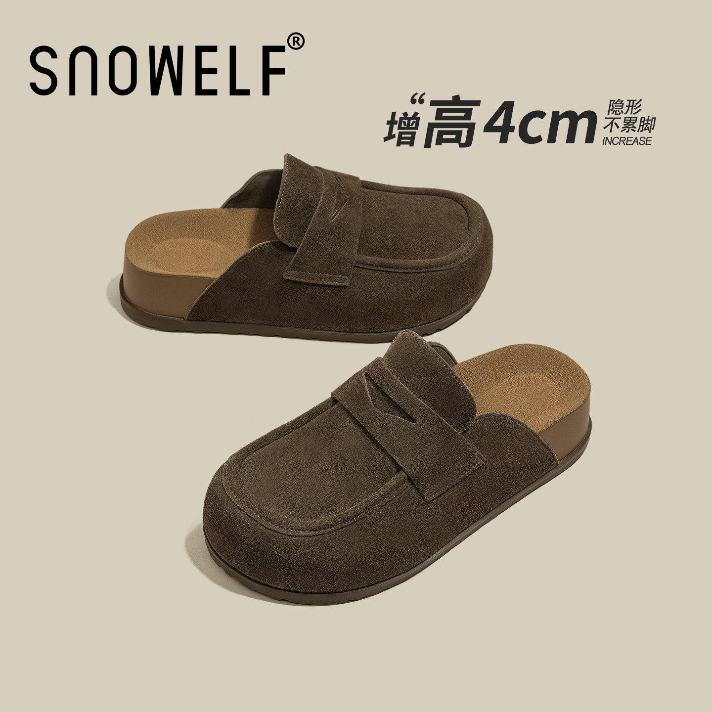 卡皮巴拉真皮厚底乐福勃肯鞋半拖