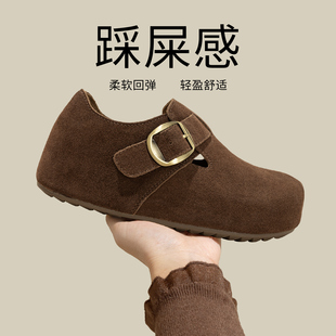 勃肯鞋女2026新款爆款春季内增高女鞋百搭一脚蹬棕色鞋子厚底单鞋