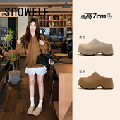增高懒人一脚蹬包头穆勒鞋 厚底勃肯鞋 拖鞋 春季 半拖女外穿2026新款