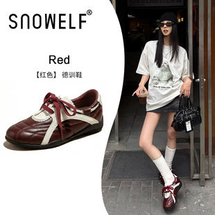 厚底德训鞋女款2026新款春季红色鞋子内增高女鞋百搭轻便玛丽珍鞋