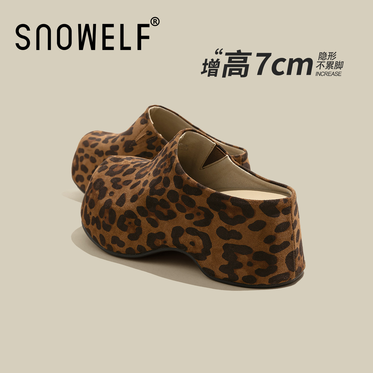 豹纹勃肯鞋厚底女款2026新款一脚蹬拖鞋外穿春秋季穆勒包头半拖鞋