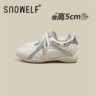 白色板鞋女款2026新款春季厚底小白鞋内增高德训鞋芭蕾风百搭鞋子