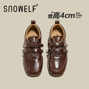 平底单鞋女2026新款棕色小皮鞋绝美巨好看鞋子配裙子真皮复古女鞋