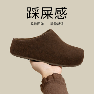 复古厚底勃肯鞋女2026新款爆款春季包头增高半拖一脚蹬懒人鞋子