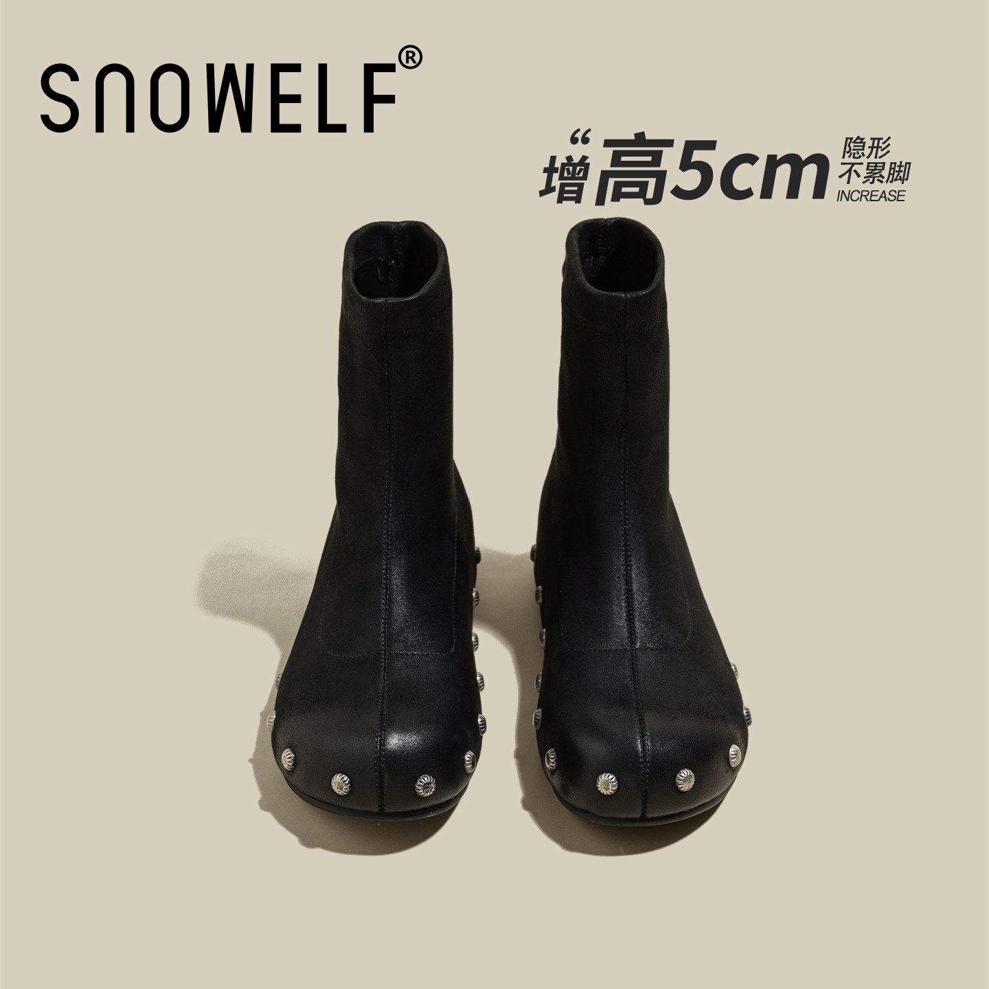snowelf~朋克黑色绝美短筒靴