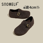 棕色全包勃肯鞋女款2025新款秋冬单鞋百搭女鞋软底不累脚增高鞋子