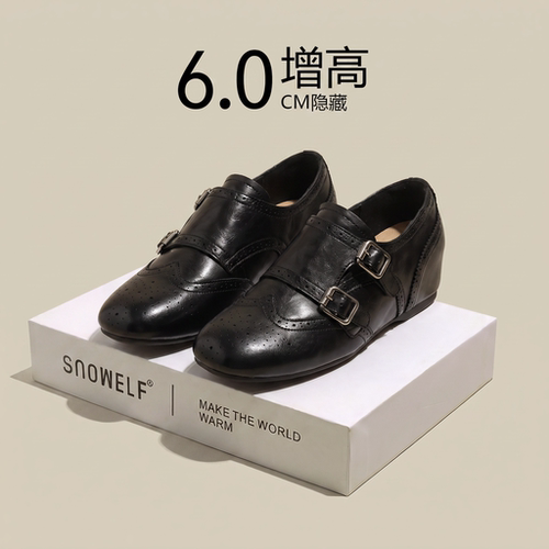 snowelf~黑色厚底乐福鞋