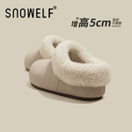 厚底勃肯鞋女款2025新款冬季加绒雪地靴一脚蹬毛毛拖鞋内增高鞋子