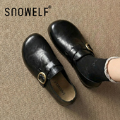 春季 2026新款 黑色小皮鞋 软底单鞋 子 厚底增高勃肯鞋 一脚蹬女鞋 女款