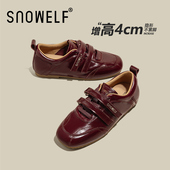 女2026新款 早春巨好看玛丽珍小皮鞋 复古真皮女鞋 红色单鞋 增高鞋 子