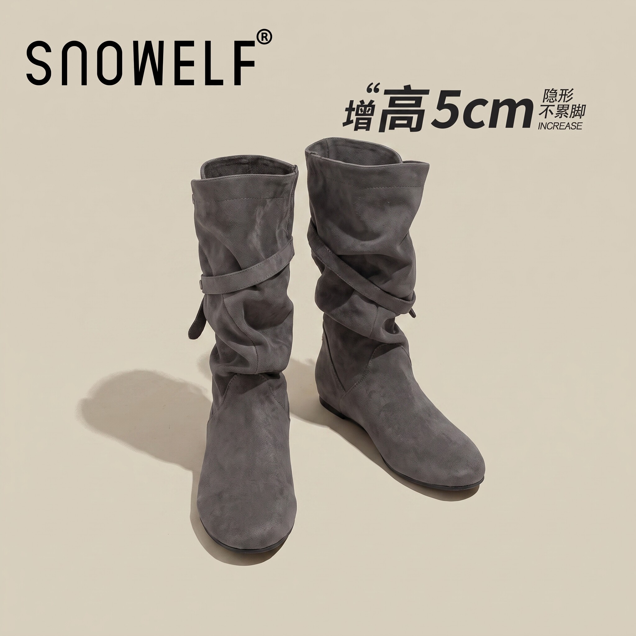 snowelf~灰色韩系绝美堆堆靴
