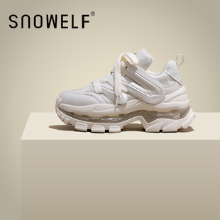 真皮厚底老爹鞋女款2026春季新款松糕运动鞋显脚小百搭增高休闲鞋