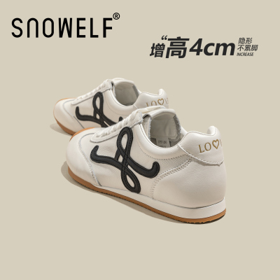 snowelf白色厚底德训鞋女款