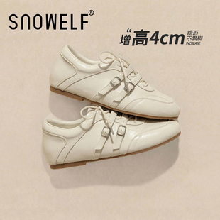 内增高单鞋女2026新款玛丽珍女鞋小白鞋软底不累脚厚底鞋真皮鞋子