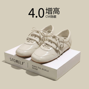 真皮白色单鞋女款2026春季玛丽珍女鞋芭蕾浅口小皮鞋配裙子的鞋子