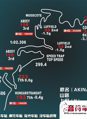 音符汽车反光个性车贴纸  秋明山 AKINA 赛道贴 头文字D 双色热销