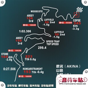 音符汽车反光个性车贴纸  秋明山 AKINA 赛道贴 头文字D 双色热销