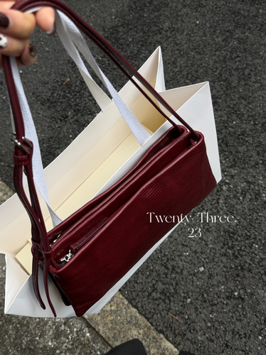 Twenty Three复古高级感头层牛皮蜥蜴纹双层设计腋下包手拿信封包