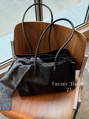 Twenty Three 高质感植糅牛皮大容量多隔层通勤托特包