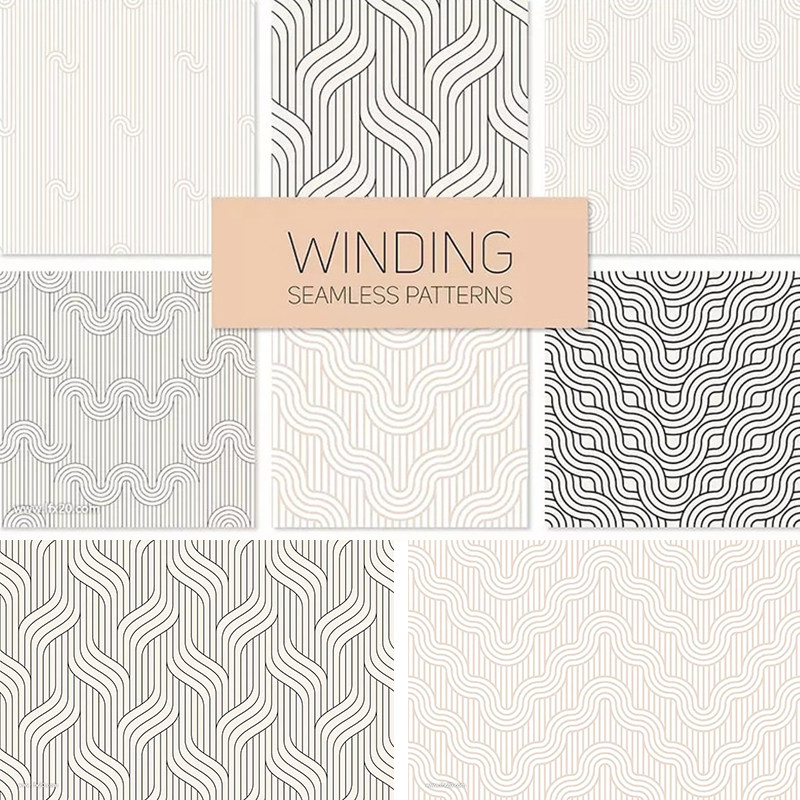 古典传统线条几何图形曲线无缝拼接底纹图案纹理ai矢量素材