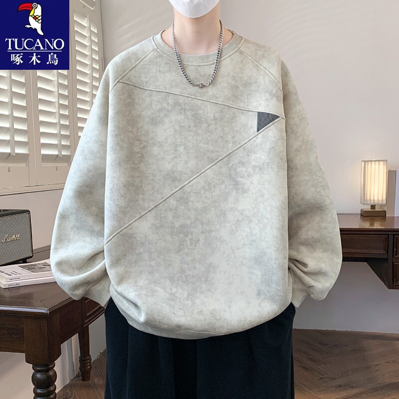 啄木鸟新款潮牌宽松圆领卫衣男图片