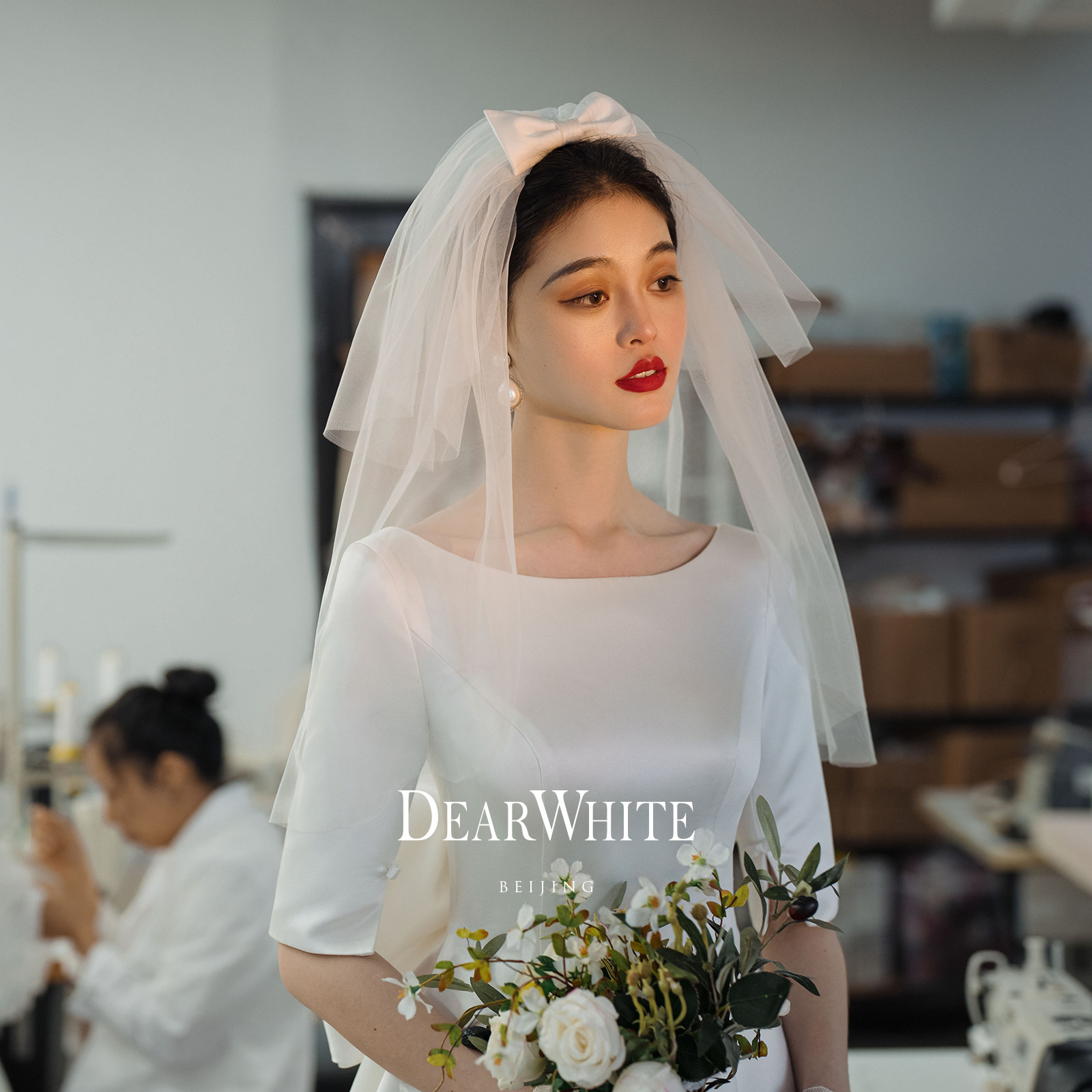 亲爱的白头纱  《云蝶》 原创新娘婚纱领证DearWhite求婚登记头饰