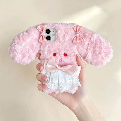 洛丽塔大耳朵兔适用iqooZ9x手机壳Z8x/Z7x/Z6x带镜子支架Z5毛绒Z3手提Z1x卡通U5女U3x可爱Neo9潮V2353A时尚
