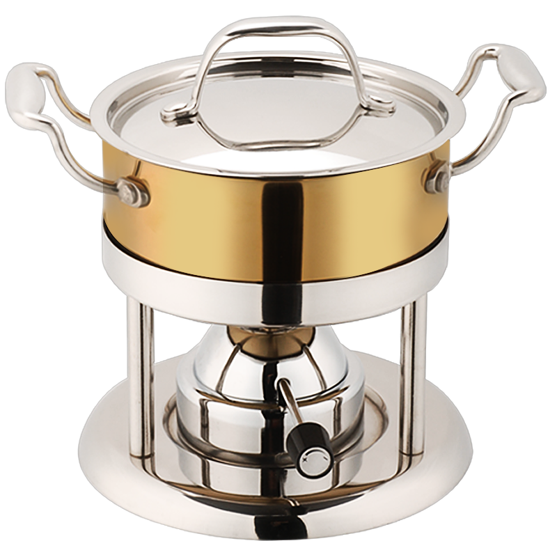 蓝鲸瓦斯炉充气炉燃气镀钛金色304不锈钢单人小火锅可调火力火锅