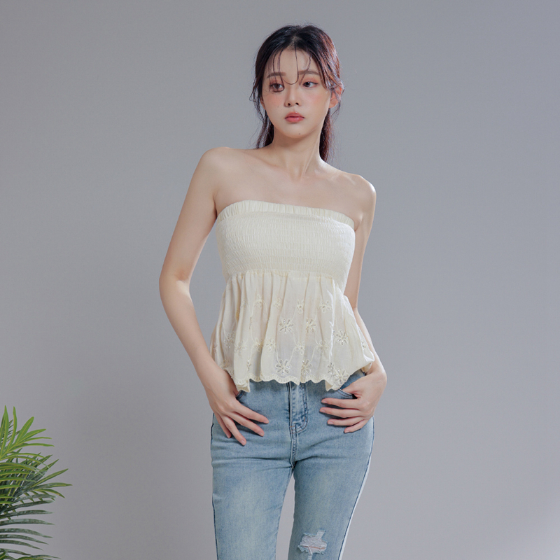 RMHHY甜酷度假风串珠抹胸背心夏季欧美风穿纯欲无袖上衣女