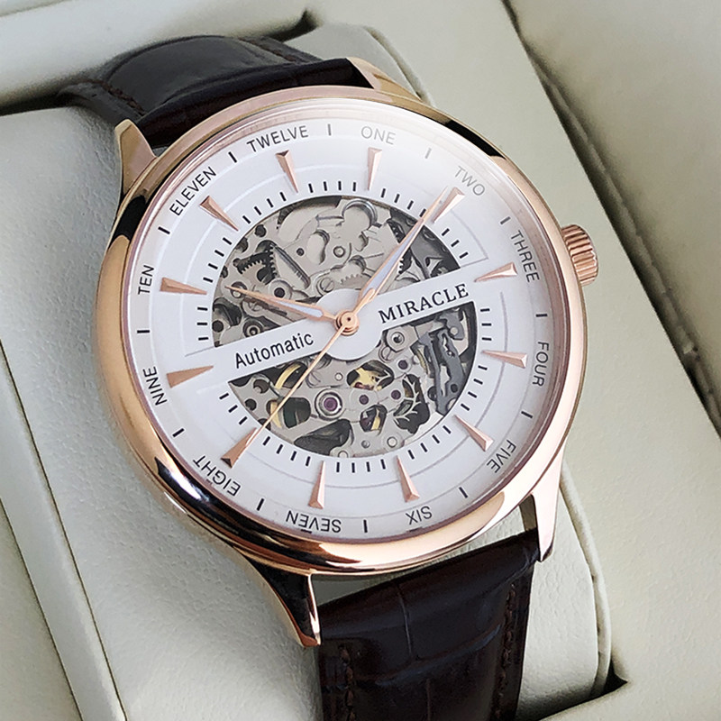 2021新款男表全自动机械手表真皮带名牌镂空防水十大品牌非天王表