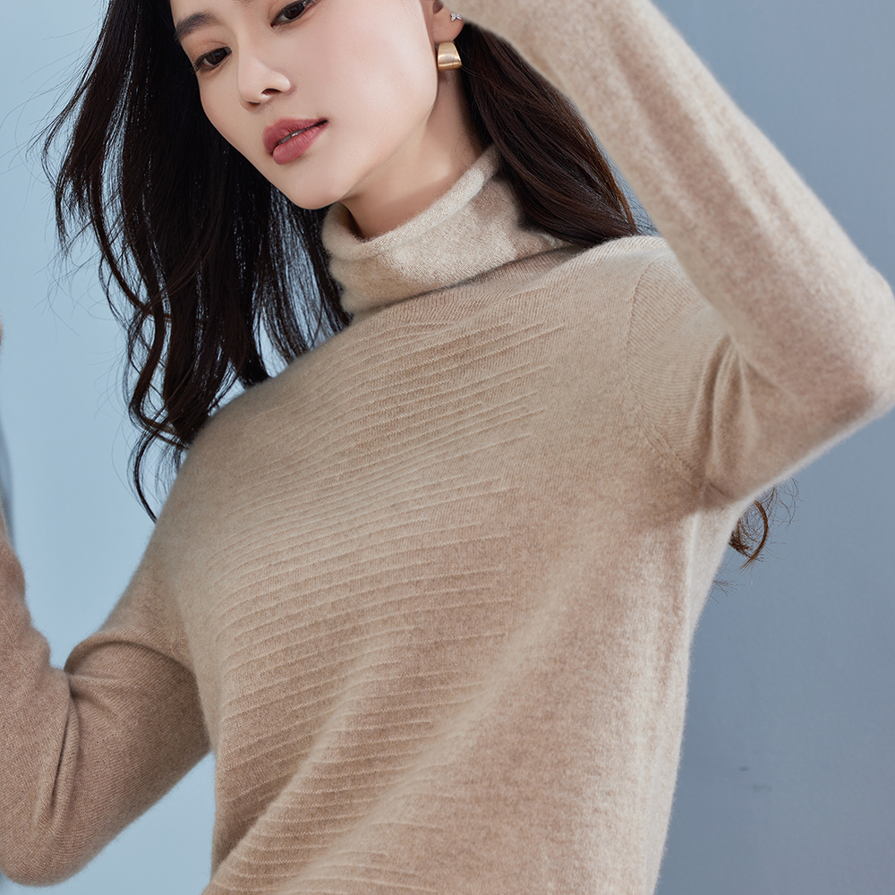 柯圆笑山羊绒堆堆领打底衫羊绒衫