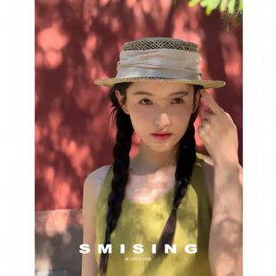 林小宅同款日系小清新天然咸草镂空草帽女夏季新款户外出游沙滩帽