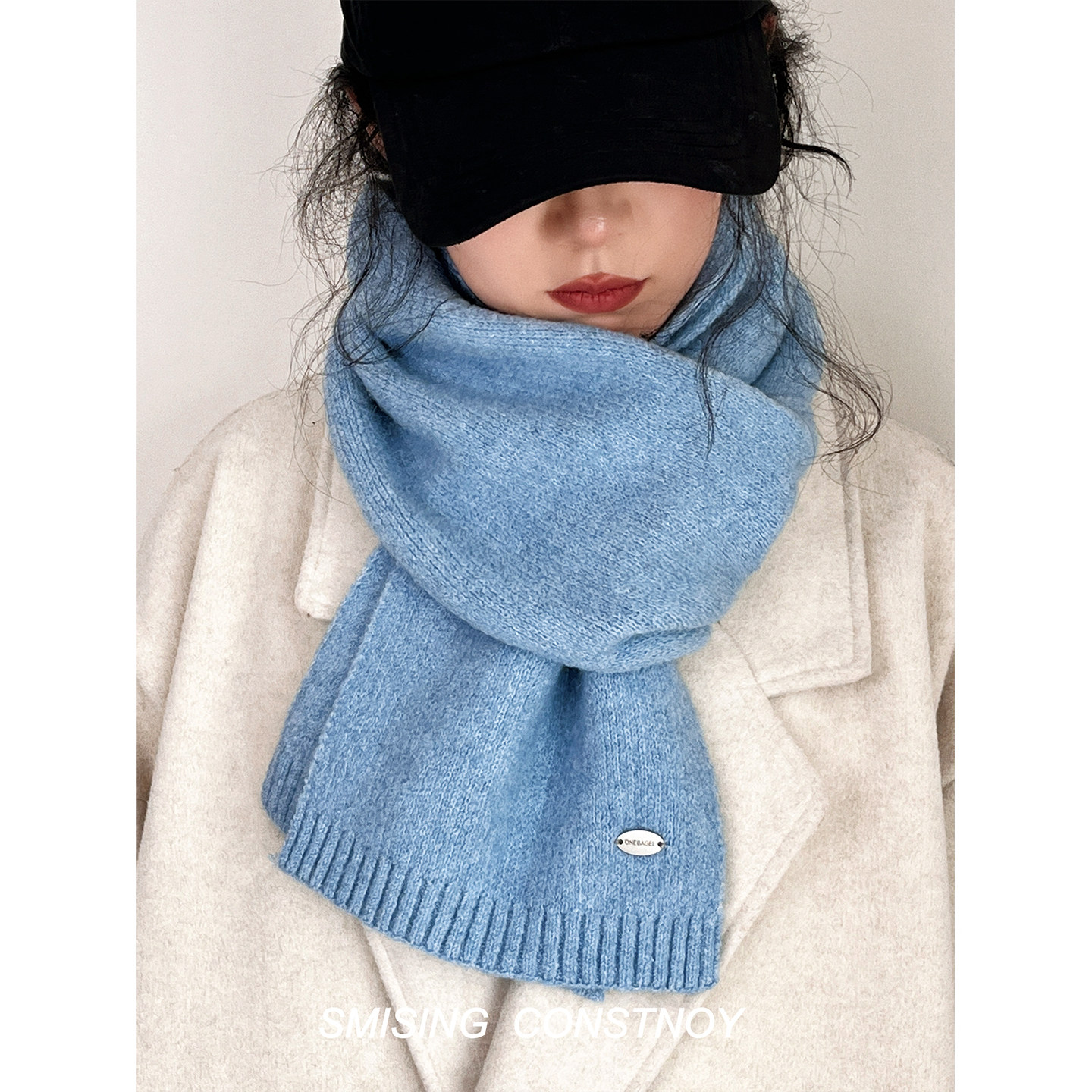 ins韩版柔软针织围巾女秋冬简约百搭保暖围脖学生情侣纯色披肩潮