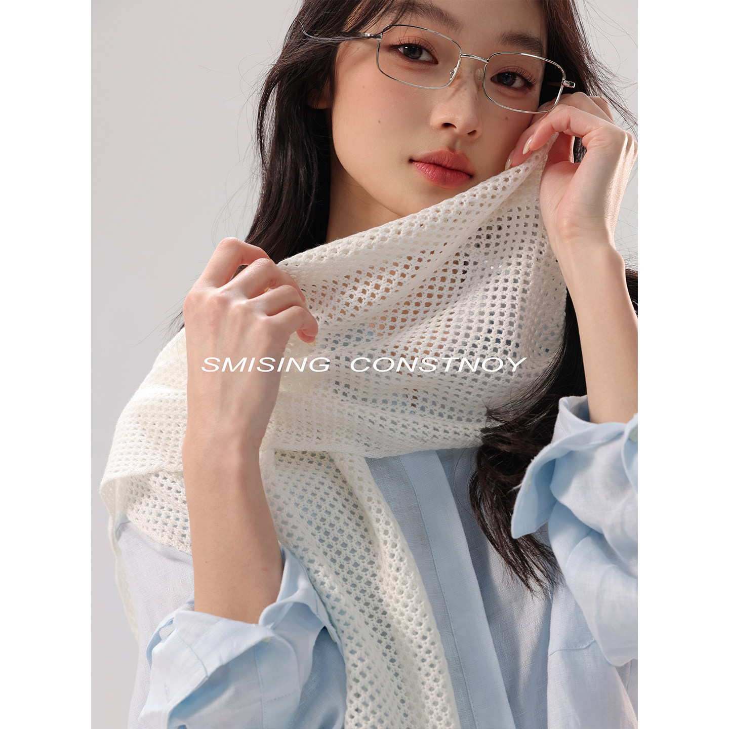 新款韩版针织纯色镂空三角巾女春夏季薄款透气百搭防晒披肩氛围感