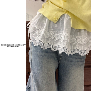 日系新款重工蕾丝木耳边短款屁帘女春夏季透气薄款百搭系带花边裙
