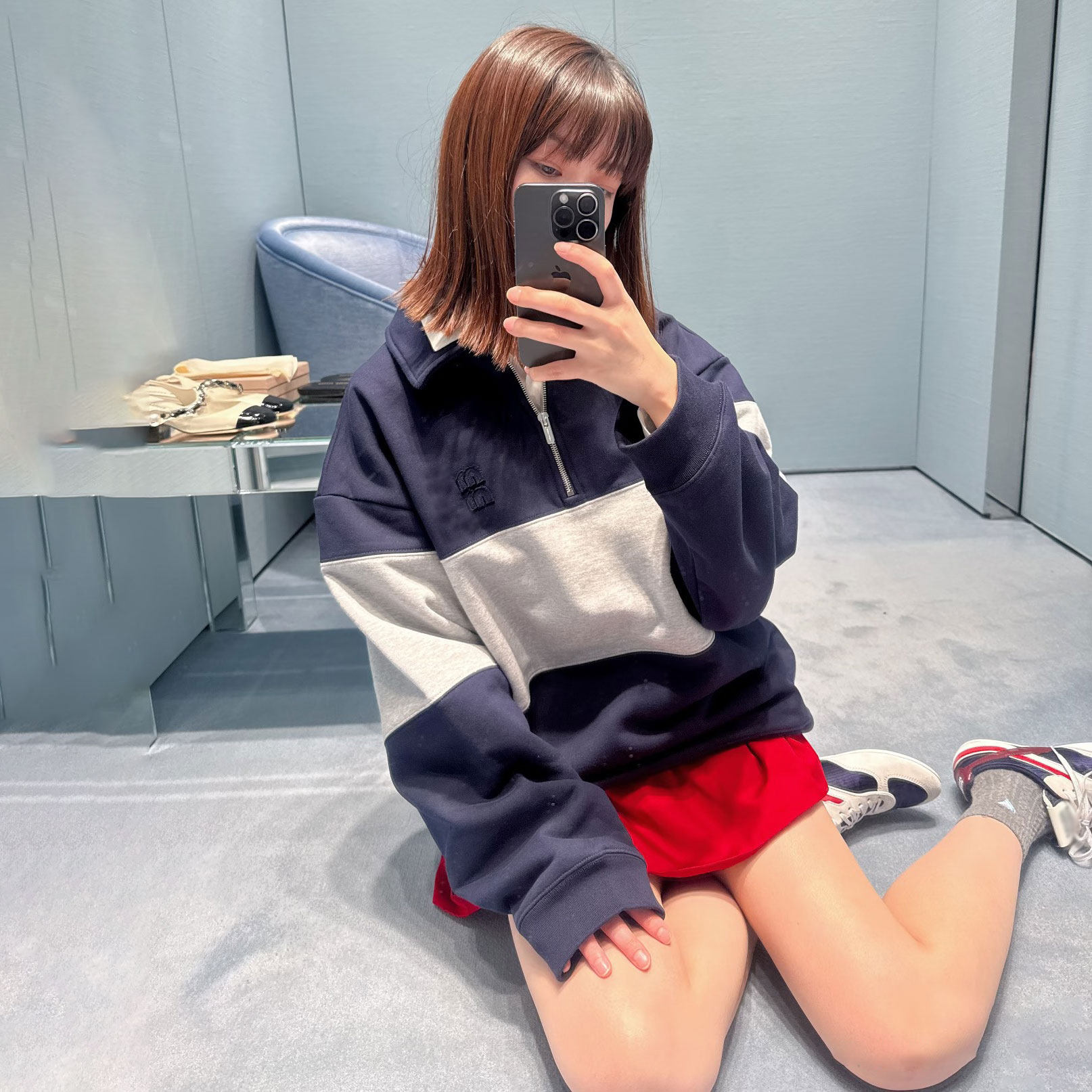 深圳南油高货 男女同款M字母贴布刺绣撞色POLO翻领半拉链卫衣外套,女装/女士精品,卫衣/绒衫,淘宝优惠券,粉丝福利购,淘宝优惠卷