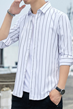 可代发男士条纹衬衫长袖韩版潮流帅气休闲青年衬衣1301-CS125-P28，男装衬衫，星座1301