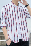 春季男士条纹衬衫长袖韩版潮流衬衣青年帅气男寸衫1301-CS122-P28，男装衬衫，星座1301